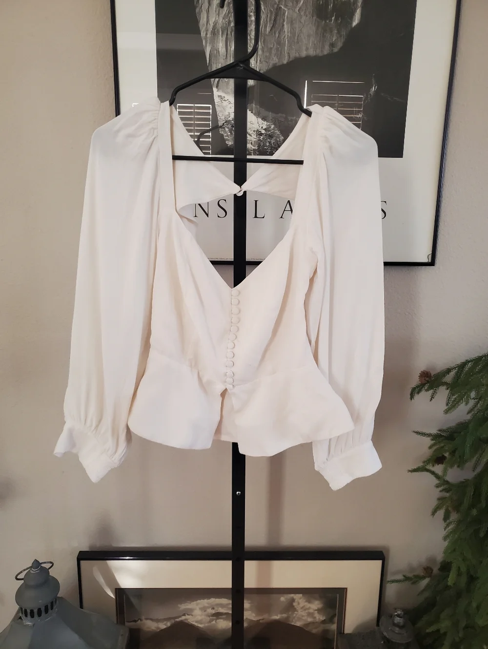 REFORMATIONKatana Sweetheart-Neckline Woven-Blend Top